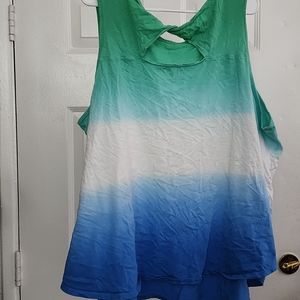 blue and green, a tank top with a twist and back size 2xl